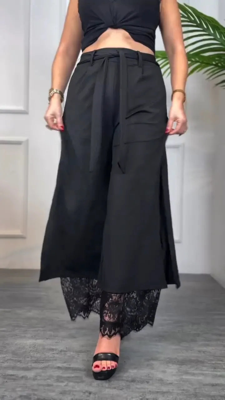 Pantalón estampado hueco y empalmado