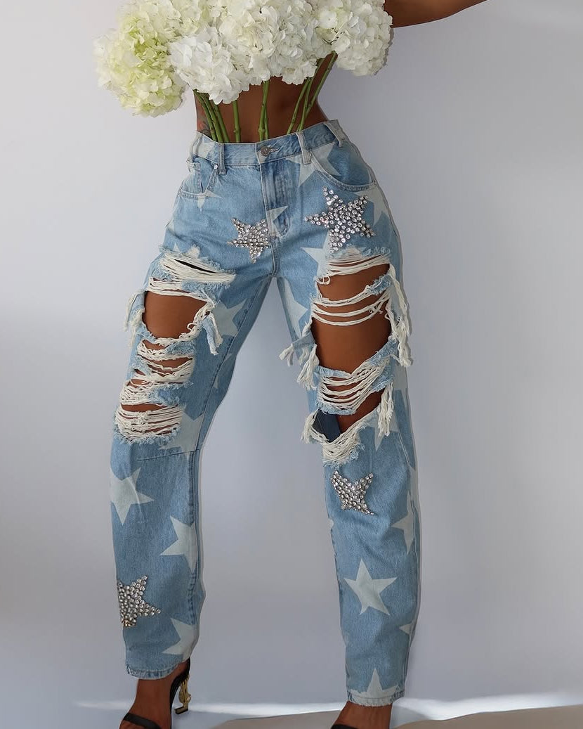 Vaqueros rotos con Brillo