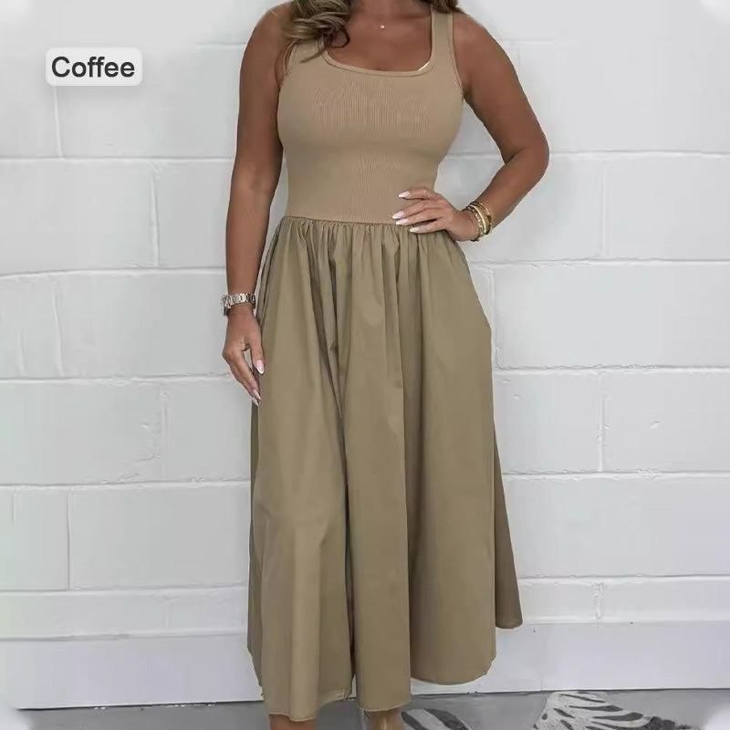 Vestido sin mangas con escote cuadrado