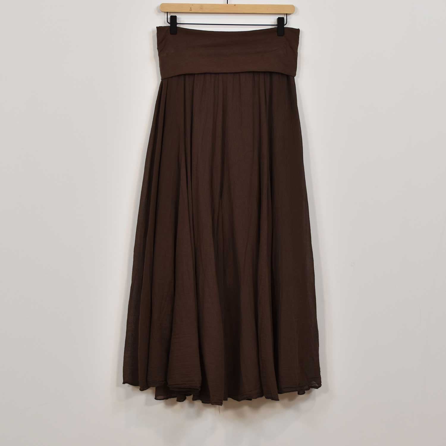 Falda Larga Boho Marrón
