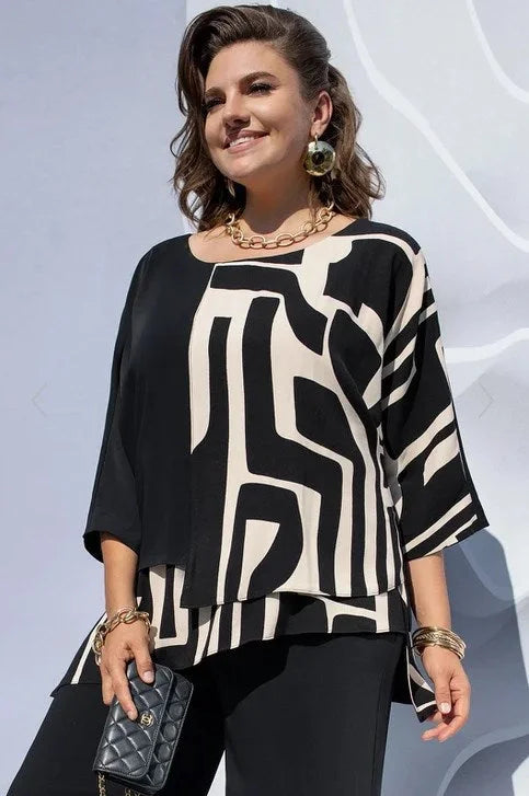 Camisa Elegante de Cuello Redondo