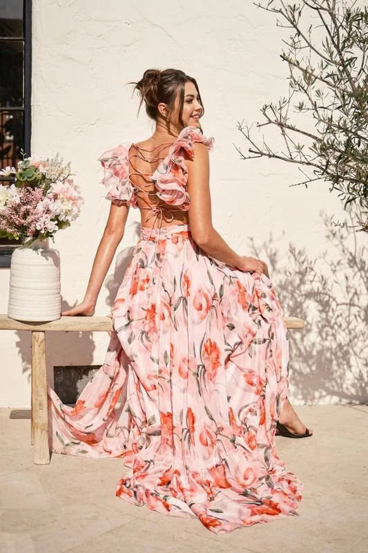 vestido de seda floral
