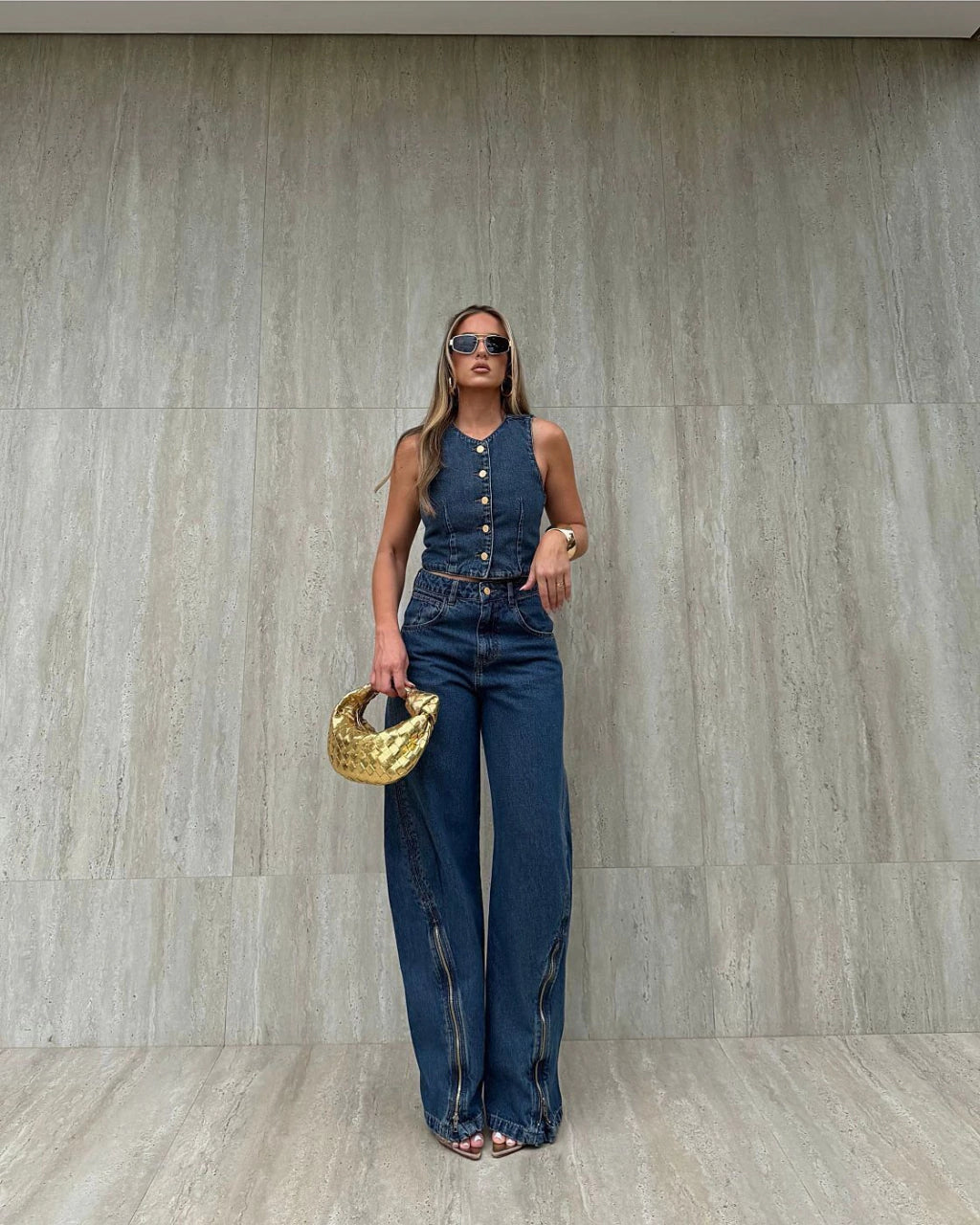 Conjunto vanguardista en Denim